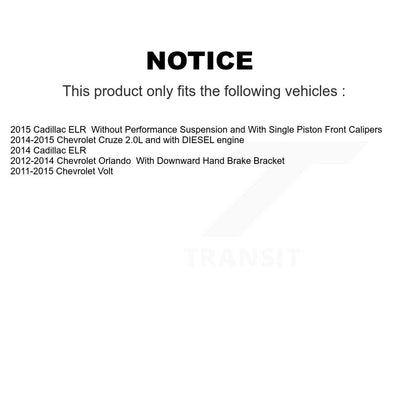 Rotors d'étrier de frein arrière et Kit de plaquettes en céramique pour Chevrolet Cruze Orlando Volt EL
