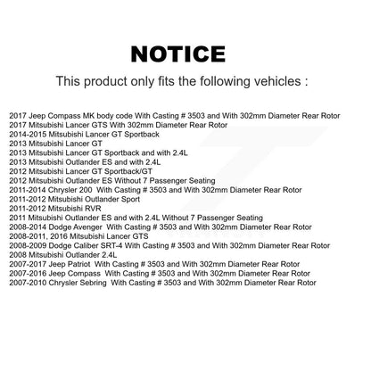 Kit de plaquettes en céramique pour Rotors d'étrier de frein arrière, pour Jeep Mitsubishi Patriot Lancer RV