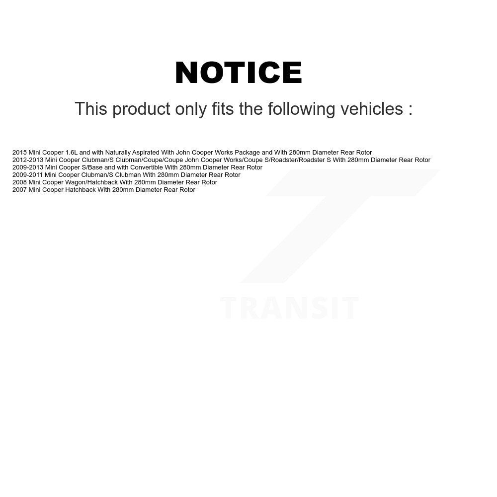 Kit de rotors d'étrier de frein à disque arrière et de plaquettes en céramique pour Mini Cooper KC8-100447C