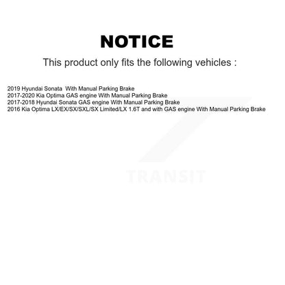 Rotors d'étrier de frein à disque arrière et Kit de plaquettes en céramique pour Hyundai Sonata Kia Optim