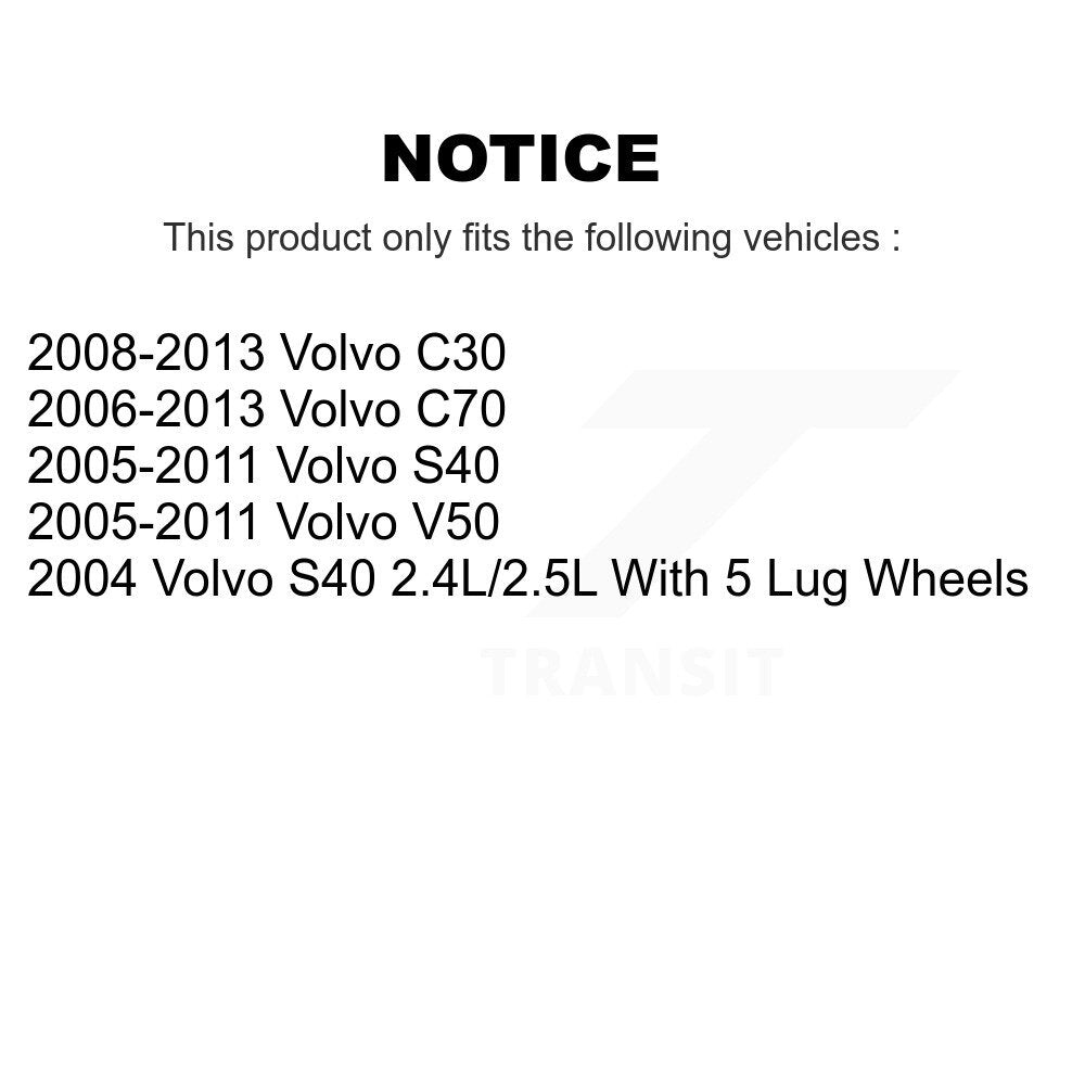 Kit de rotors d'étrier de frein à disque arrière et de plaquettes en céramique pour Volvo S40 C30 V50 C70