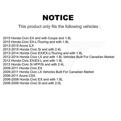 Rotors d'étrier de frein à disque arrière et Kit de plaquettes en céramique pour Honda Civic Acura CSX IL