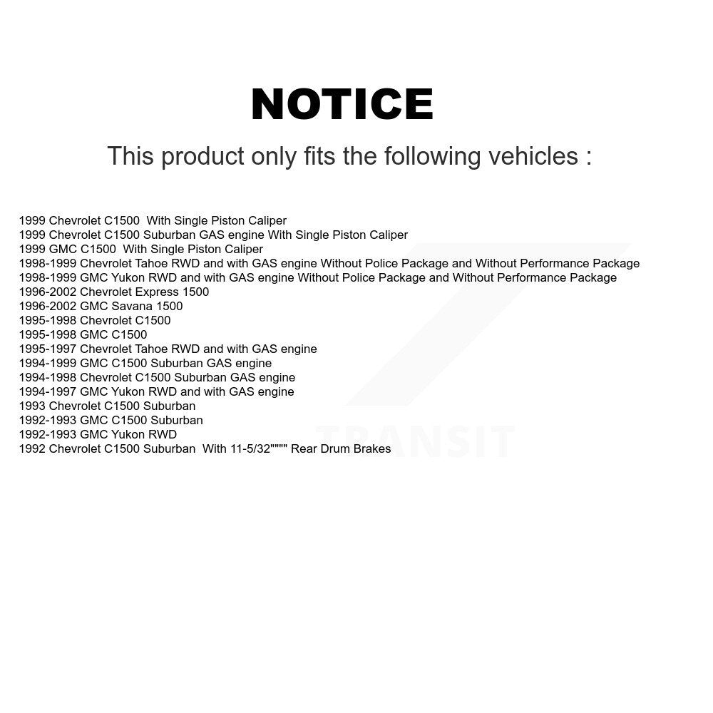 Rotors d'étrier de frein avant et Kit de plaquettes en céramique pour C1500 Chevrolet GMC Tahoe Yuko