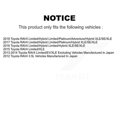 Kit de rotors d'étrier de frein à disque avant et arrière et plaquettes en céramique (10 pièces) pour Toyota RAV