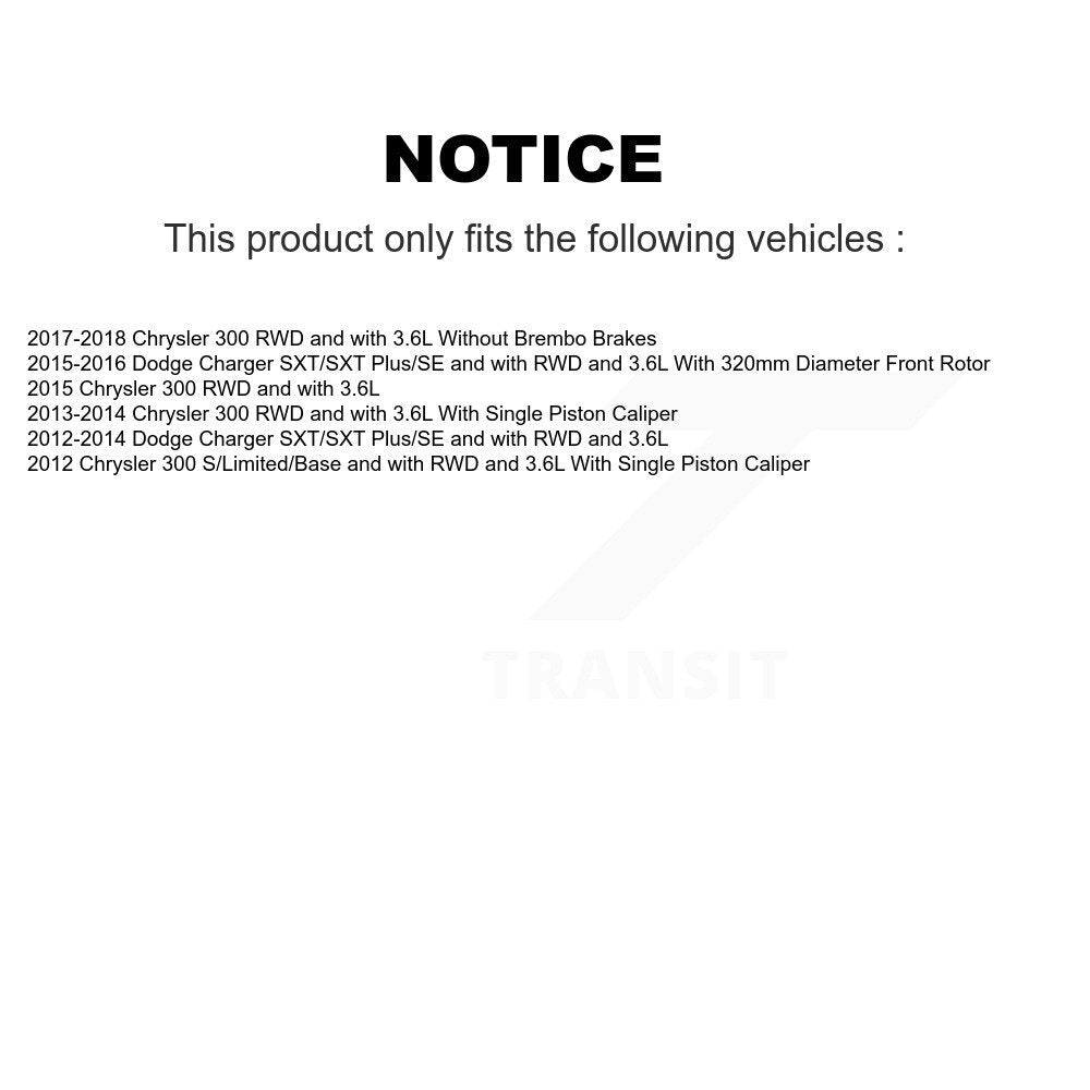 Kit de Rotor d'étrier de frein avant et arrière et plaquettes en céramique (10 pièces) pour Chrysler 300 Dodge