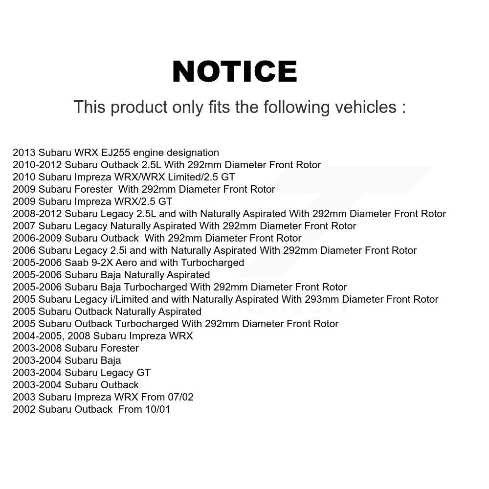 Kit de plaquettes en céramique de Rotor de fente de foret d'étrier de frein avant pour Subaru Outback Foreste
