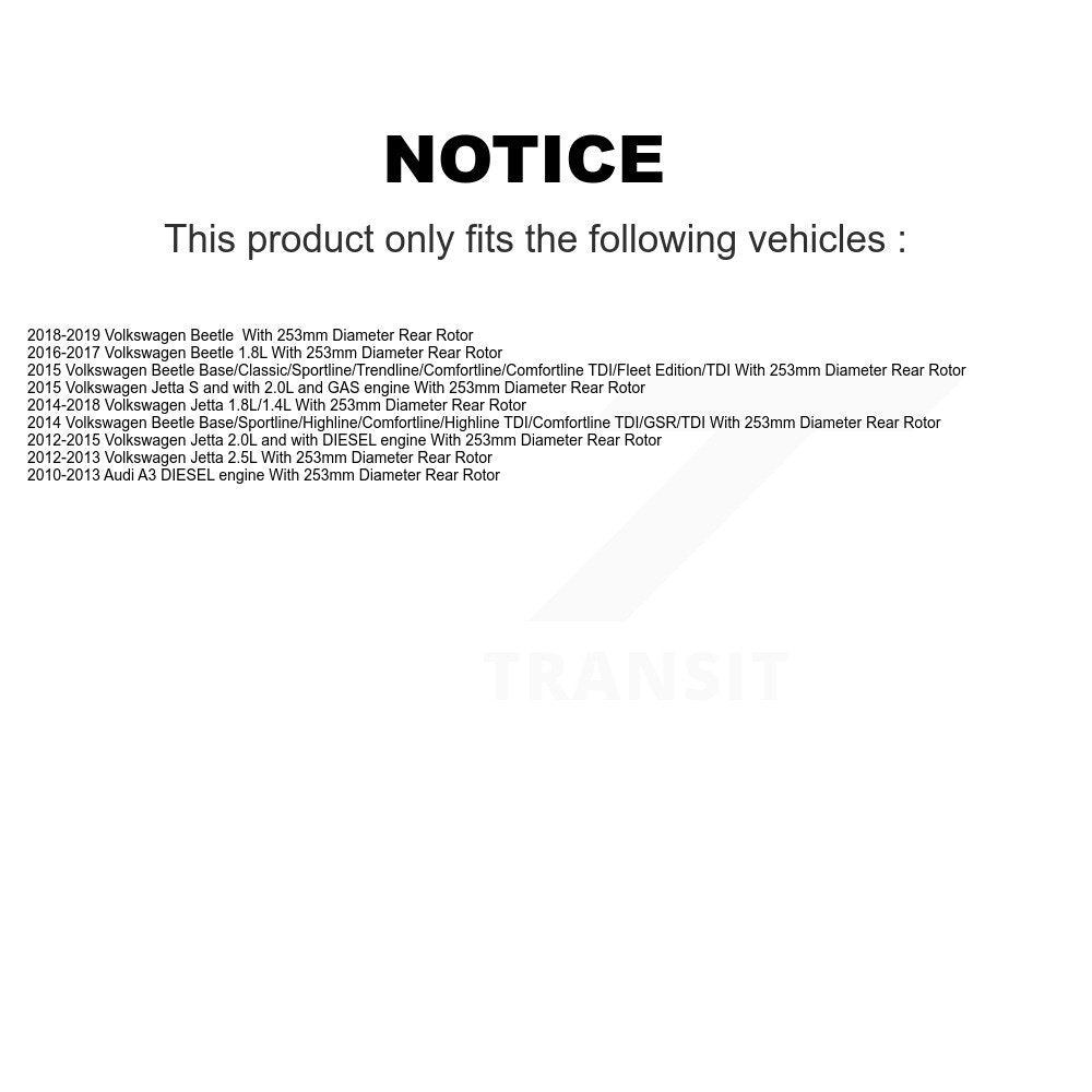 Étrier de frein arrière, Rotor à fente percé, Kit de plaquettes semi-métalliques pour Volkswagen Jett
