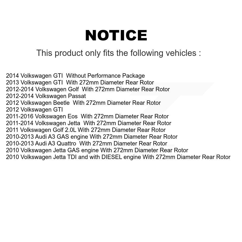 Étrier de frein arrière, Rotor à fente percé, Kit de plaquettes semi-métalliques pour Volkswagen Jett