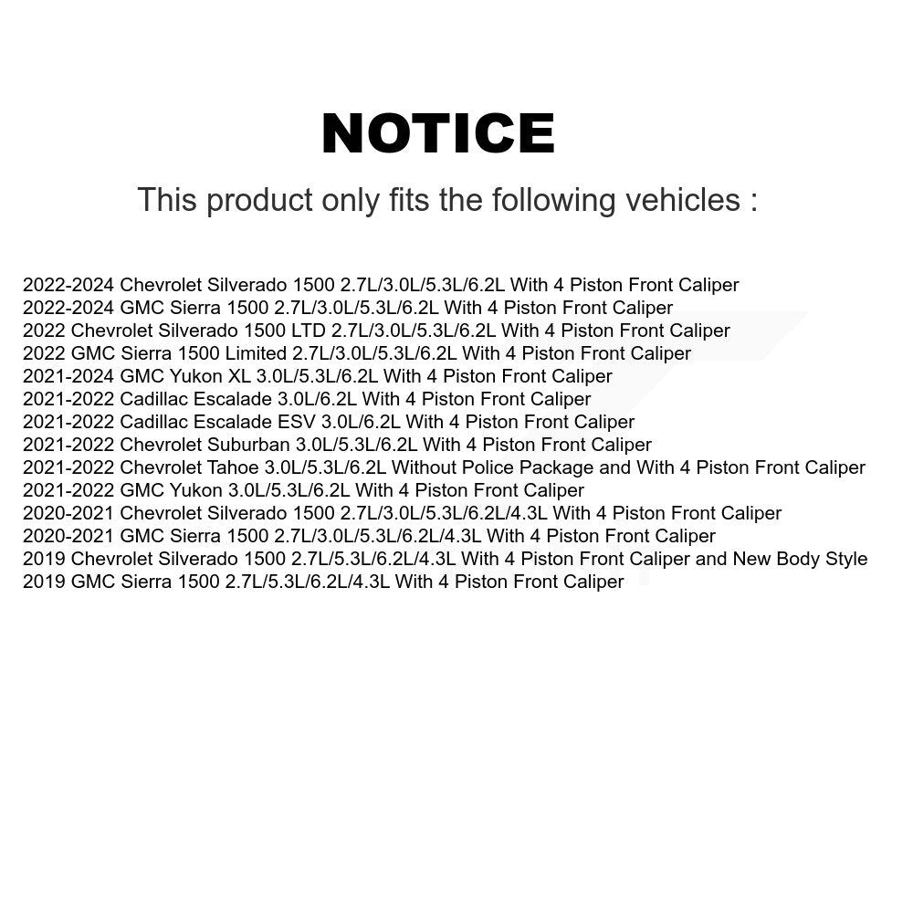 Kit de capteur d'usure des plaquettes de frein en céramique avant et arrière, pour GMC Chevrolet Silverado 1500 X