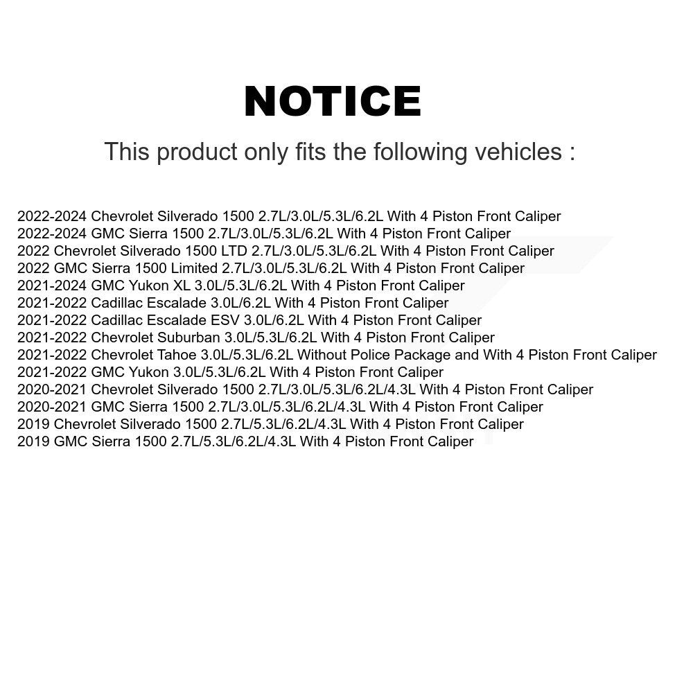 Kit de capteur d'usure de plaquettes de frein avant en céramique, pour GMC Chevrolet Silverado 1500 Sierr