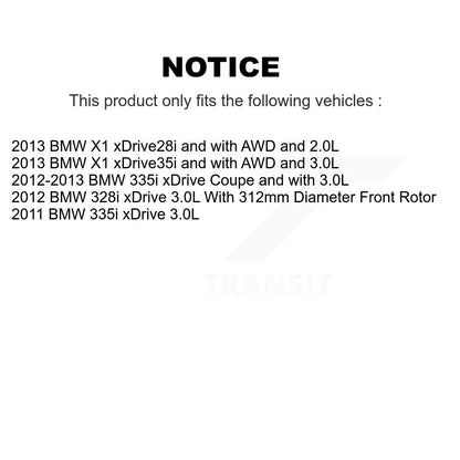 Kit de plaquettes de frein à disque avant en céramique et capteur d'usure, pour BMW 335i xDrive X1 328