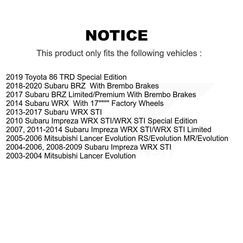Kit de plaquettes de frein en céramique avant et arrière, pour Subaru Impreza Mitsubishi Lancer WRX STI 8