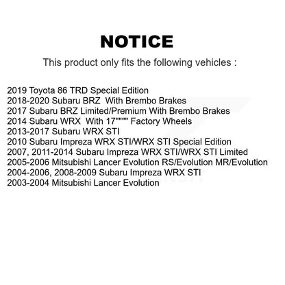 Kit de plaquettes de frein en céramique avant et arrière, pour Subaru Impreza Mitsubishi Lancer WRX STI 8
