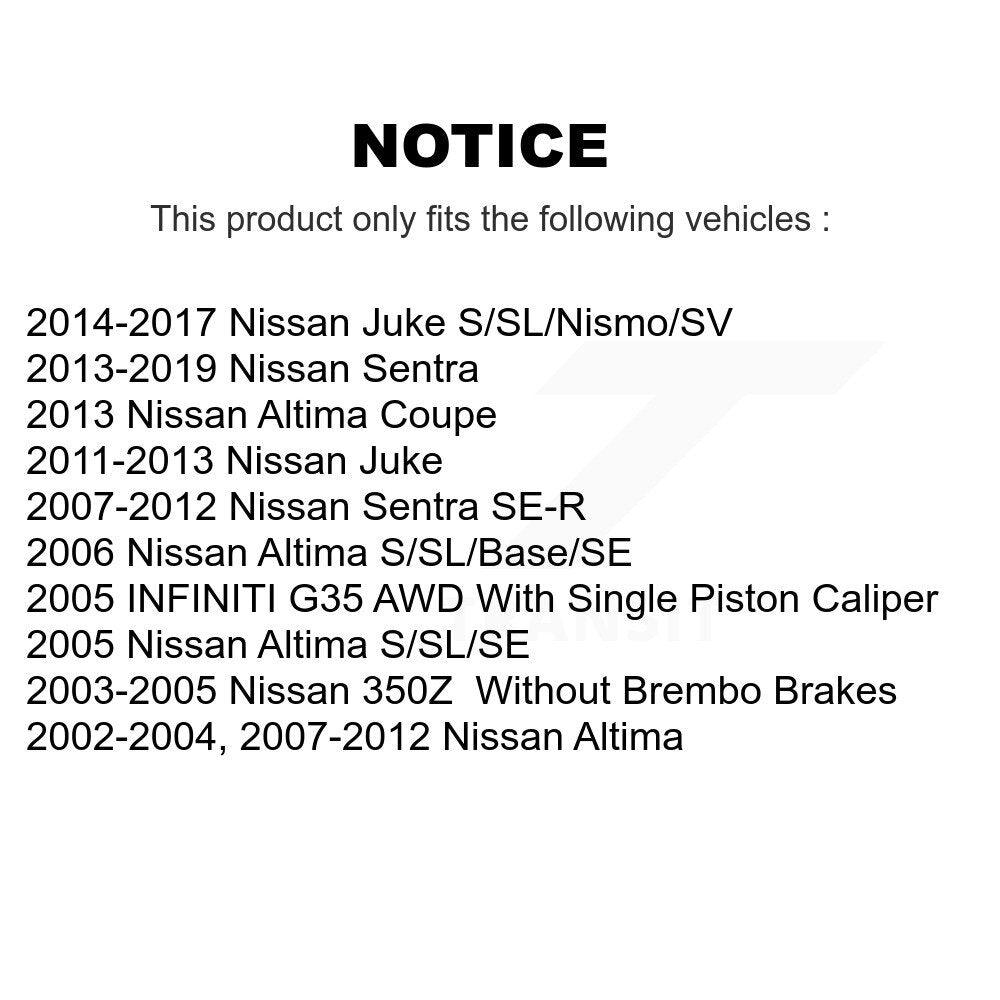 Kit de plaquettes de frein en céramique avant et arrière, pour Nissan Sentra Altima Juke 350Z INFINITI G3