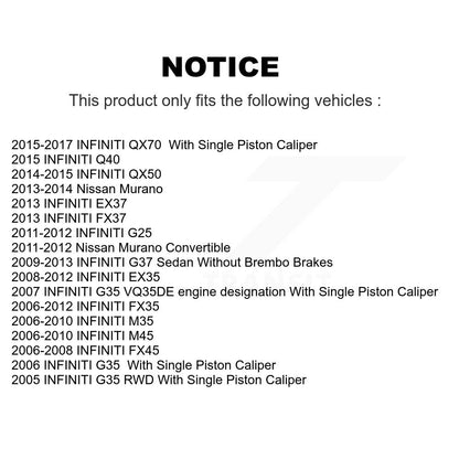 Kit de plaquettes de frein en céramique avant et arrière, pour INFINITI Nissan Murano G37 G35 EX35 FX35