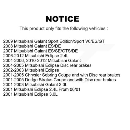 Kit de plaquettes de frein en céramique avant et arrière, pour Mitsubishi Chrysler Sebring Eclipse Galan