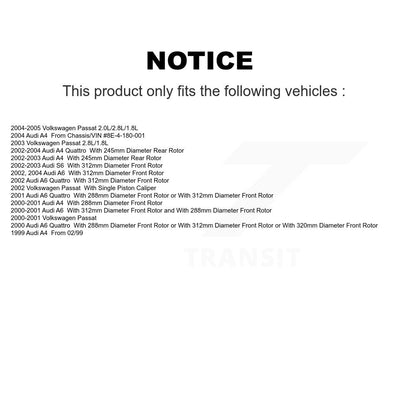 Kit de plaquettes de frein en céramique avant et arrière, pour Volkswagen Passat Audi A4 Quattro A6 S6