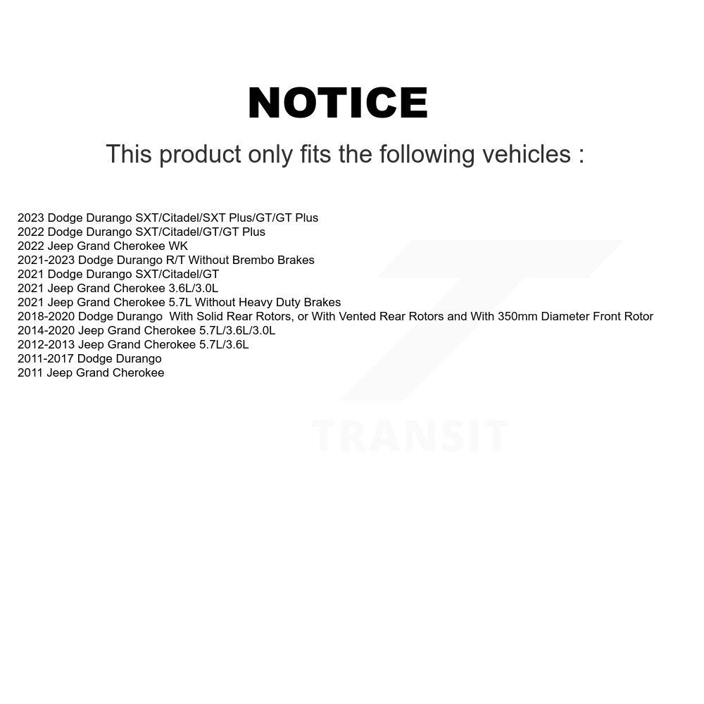 Kit de plaquettes de frein en céramique avant et arrière, pour Dodge Durango Jeep Grand Cherokee WK