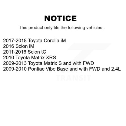 Kit de plaquettes de frein en céramique avant et arrière, pour Toyota Matrix Pontiac Vibe Scion Corolla i