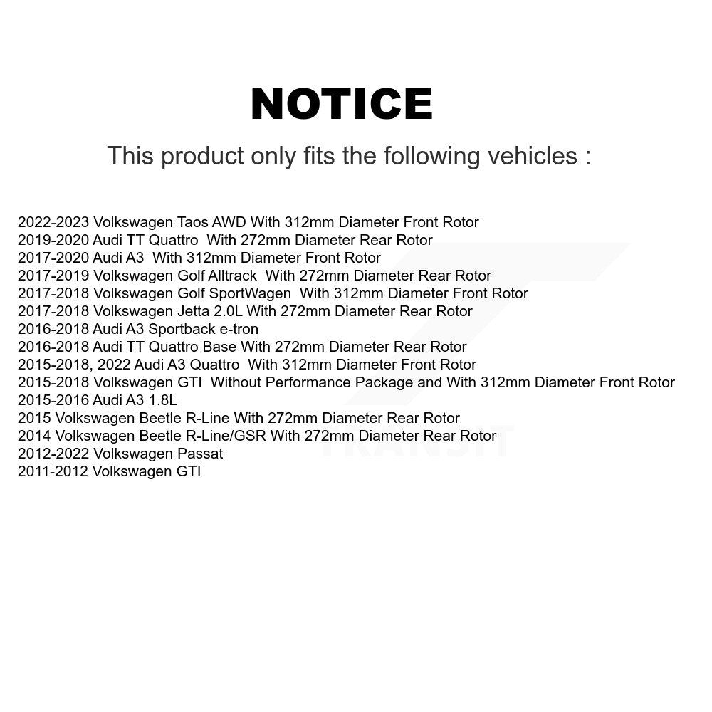 Kit de Rotor de frein à fente avant et arrière, pour Volkswagen Passat Taos Audi GTI Gol