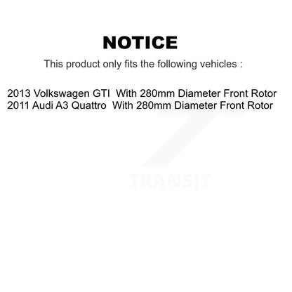 Rotors de frein à fente avant percés, Kit de plaquettes semi-métalliques pour Volkswagen GTI Audi A