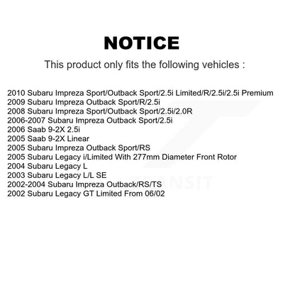 Kit de plaquettes en céramique pour Rotor de frein, fente de perçage avant, pour Subaru Impreza Legacy Saab 9-2
