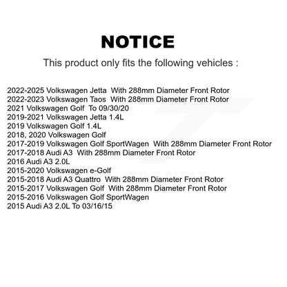 Kit de plaquettes en céramique pour Rotor de frein, fente de perçage avant, pour Volkswagen Jetta Golf Taos Aud