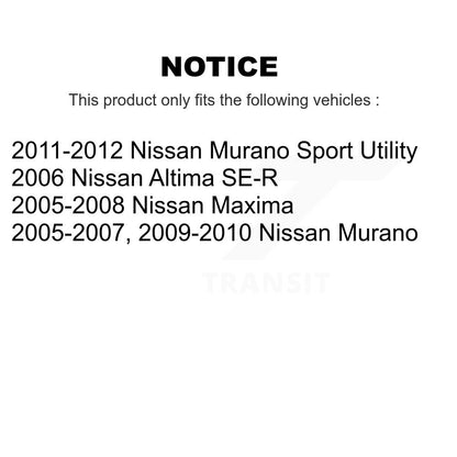 Rotor de frein à fente percée avant et Kit de plaquettes en céramique pour Nissan Murano Altima Maxim