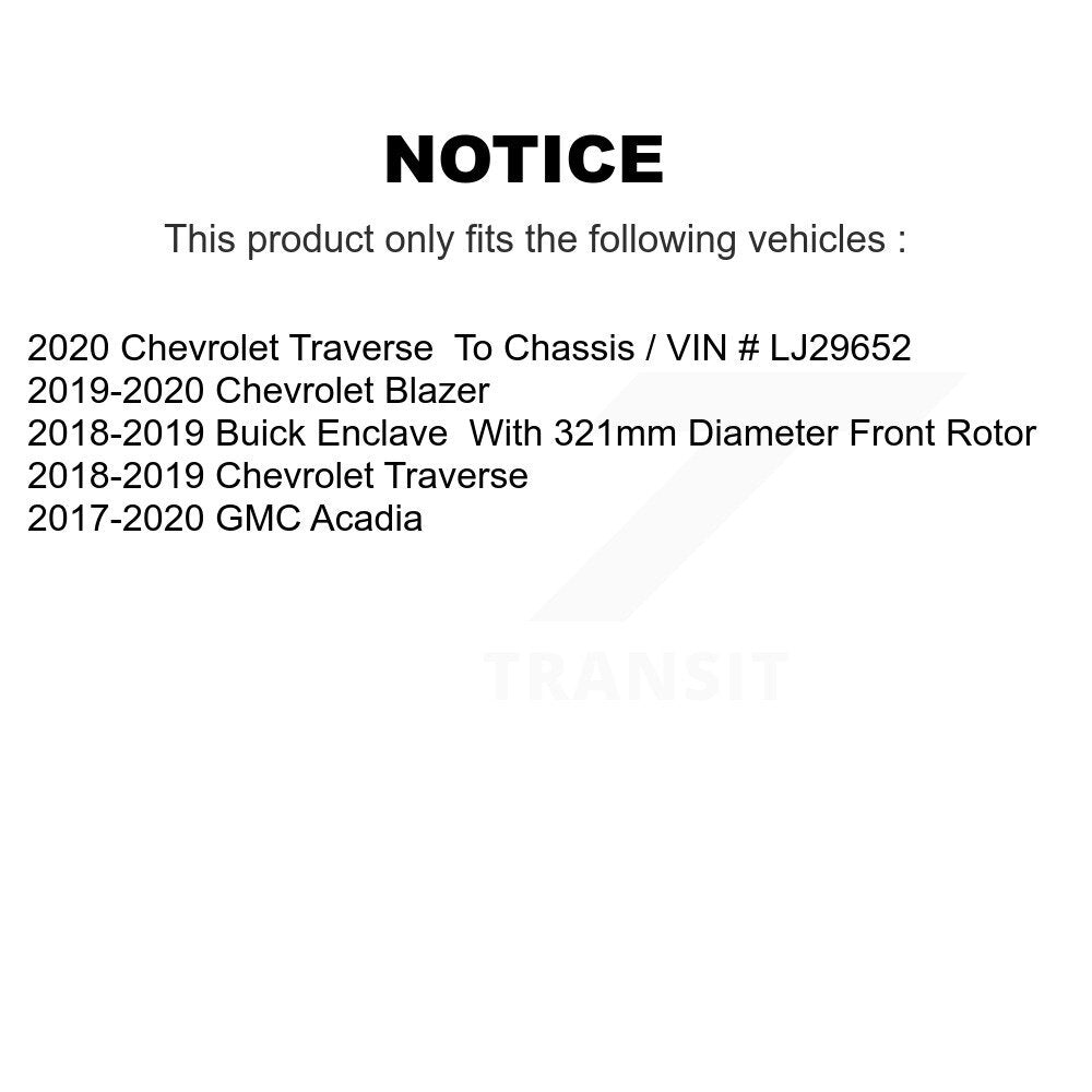 Kit de plaquettes en céramique pour Rotor de frein à fente avant percée, pour Chevrolet Traverse GMC Acadi