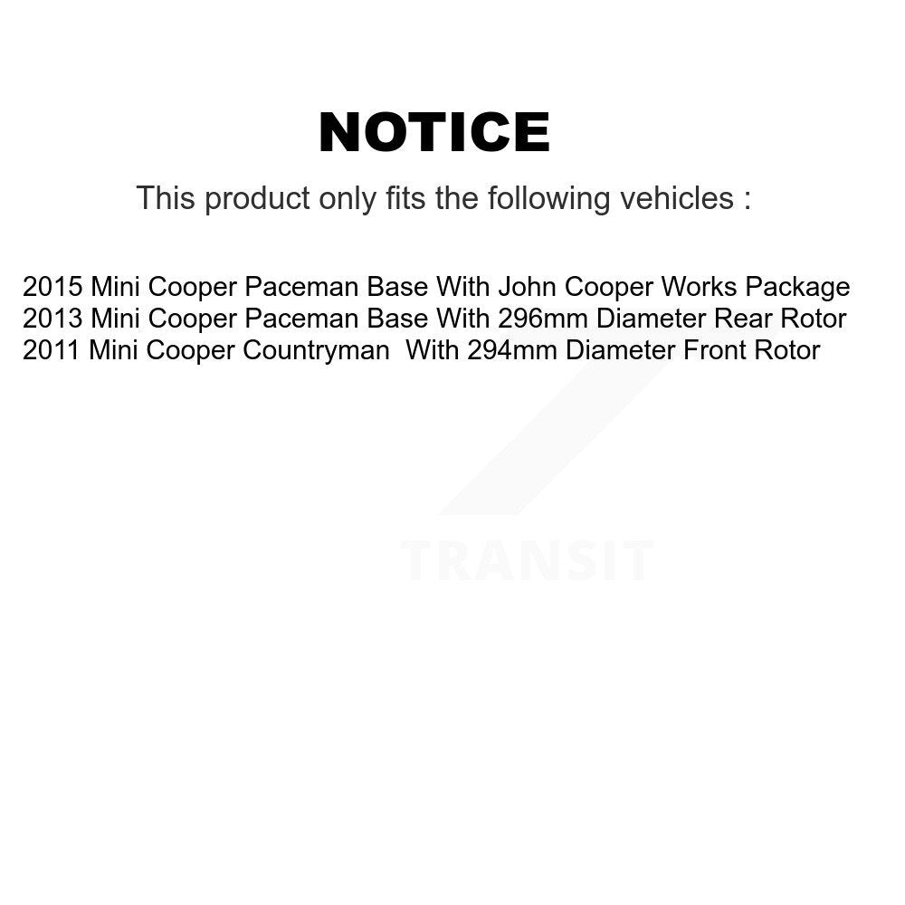 Kit de rotors de frein à fente de forage semi-métallique avant et arrière pour Mini Cooper Pacema