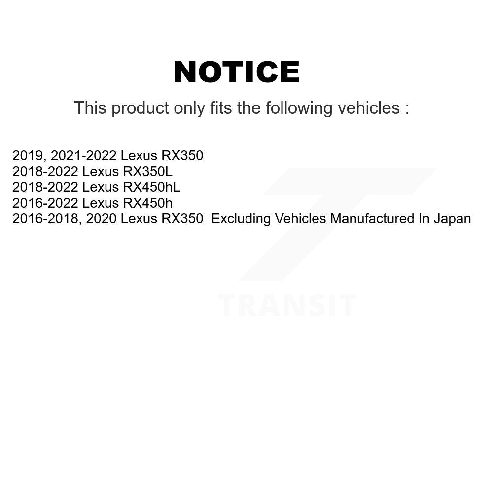 Kit de Rotors de frein à fente de forage de tampon en céramique avant et arrière pour Lexus RX350 RX450h RX350