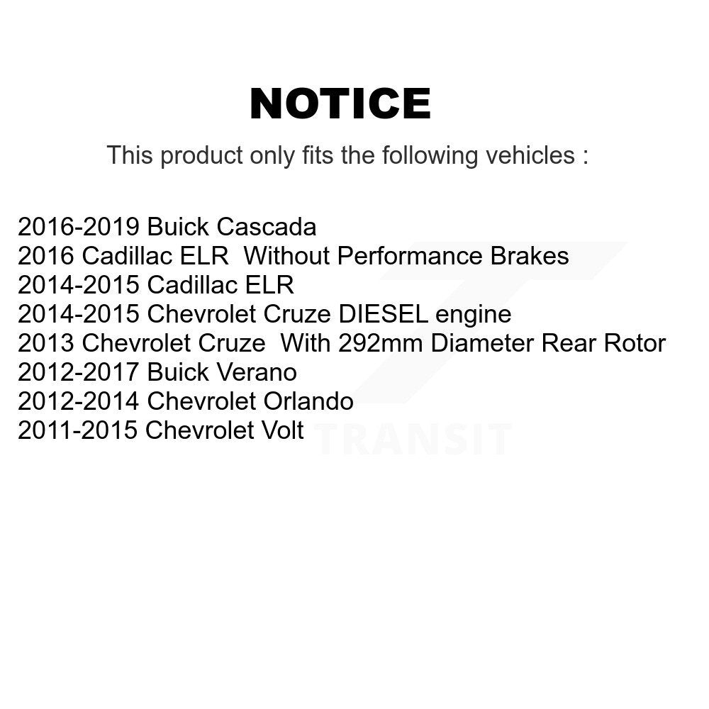 Kit de plaquettes en céramique pour Rotor de frein, fente de perçage arrière, pour Chevrolet Cruze Buick Verano EL