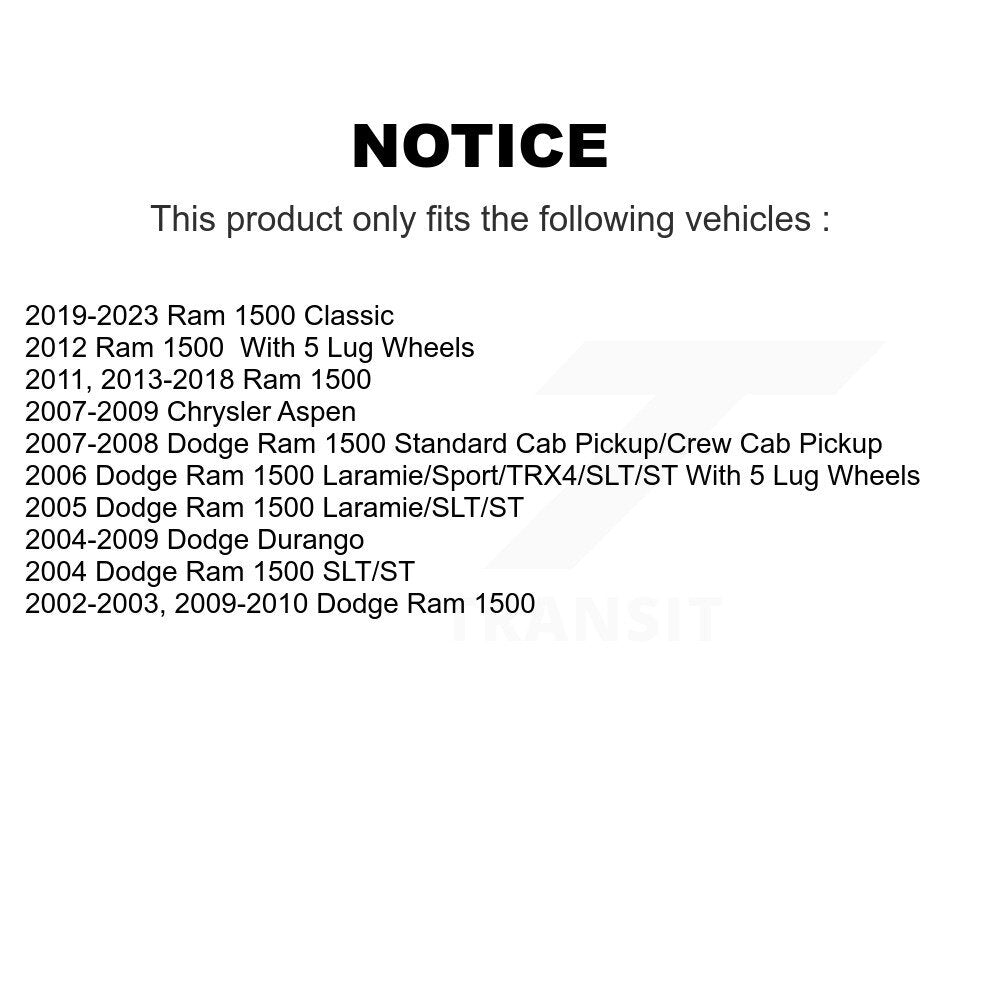 Rotor de frein à fente arrière percé et Kit de plaquettes semi-métalliques pour Ram 1500 Classic Dodge
