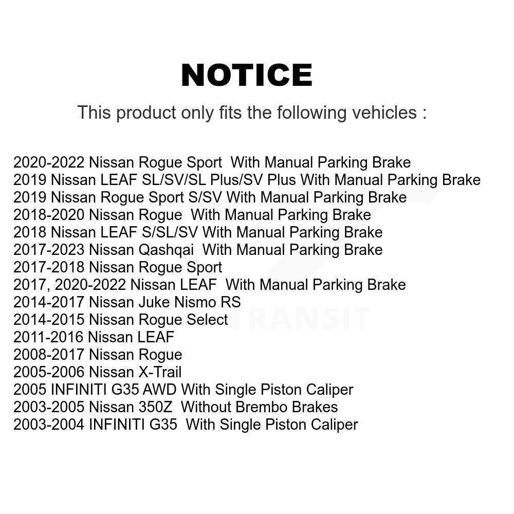 Kit de plaquettes en céramique pour Rotors de frein à fente de forage arrière, pour Nissan Rogue Sport Qashqai LEA