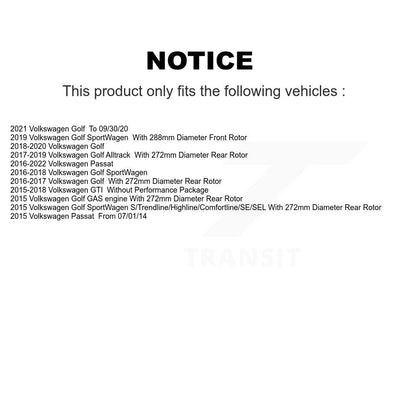 Kit de plaquettes en céramique pour Rotor de frein à fente arrière, pour Volkswagen Golf SportWagen GT
