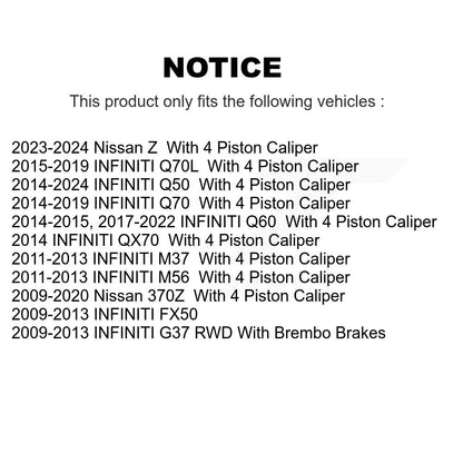 Kit de plaquettes en céramique pour rotors de frein à fente avant, pour INFINITI Q50 G37 Nissan 370Z