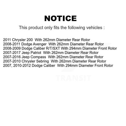 Kit de plaquettes en céramique pour Rotor de frein, fente de perçage avant et arrière, pour Jeep Patriot Compass Dodg