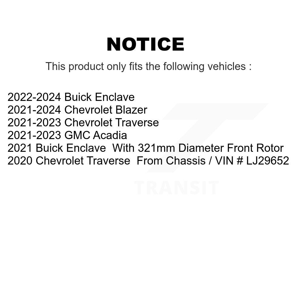 Kit de plaquettes en céramique pour Rotor de frein à fente avant percée, pour Chevrolet Traverse Blazer GM