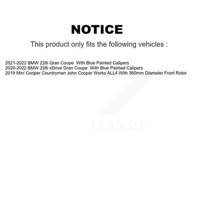 Kit de rotor de frein à disque avant et arrière et plaquettes en céramique (6 pièces) pour Mini Cooper Countryma