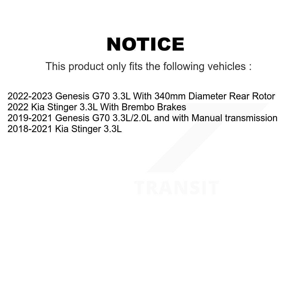 Rotor de frein à disque à fente arrière et Kit de plaquettes en céramique pour Genesis G70 Kia Stinge