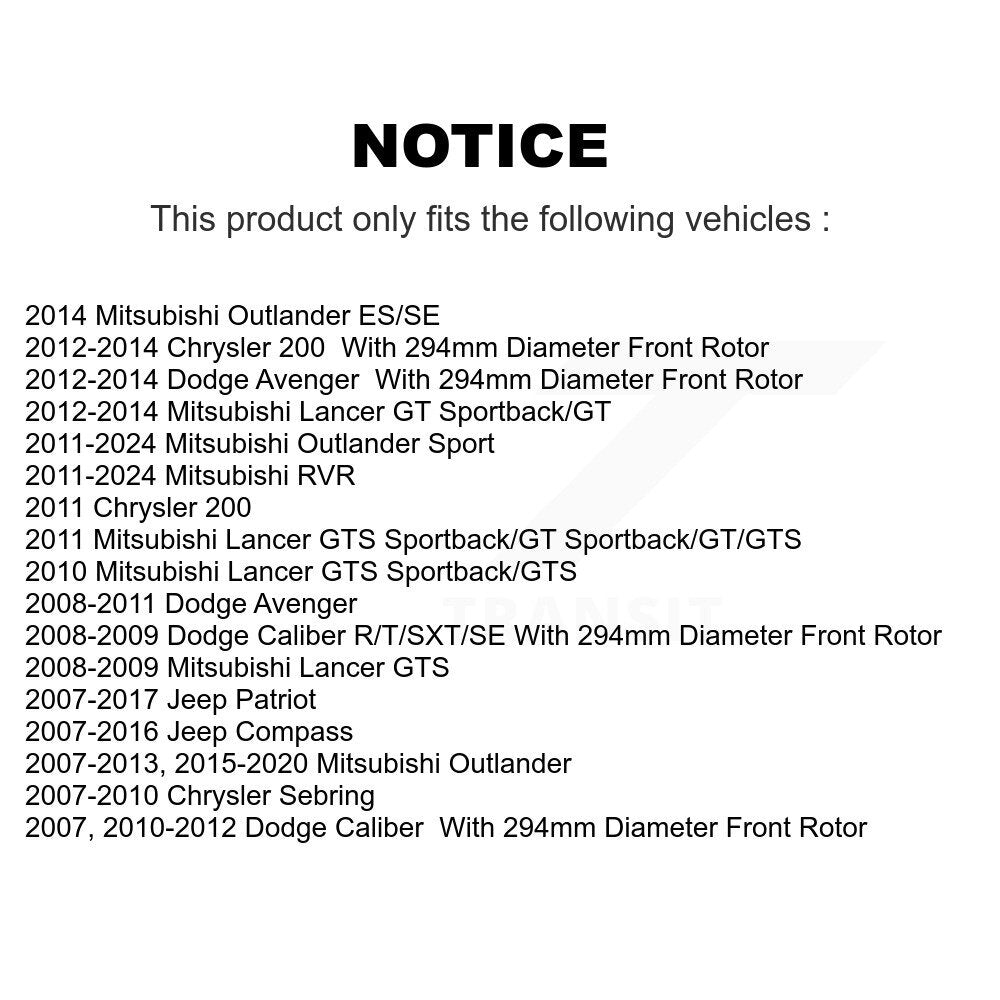 Kit de plaquettes semi-métalliques de Rotor de frein de fente de forage avant pour Mitsubishi Jeep RVR Dodg