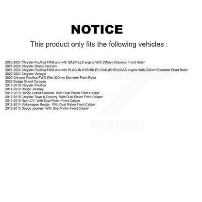 Rotors de frein à fente avant, Kit de plaquettes semi-métalliques pour remorquage Dodge Grand Caravan