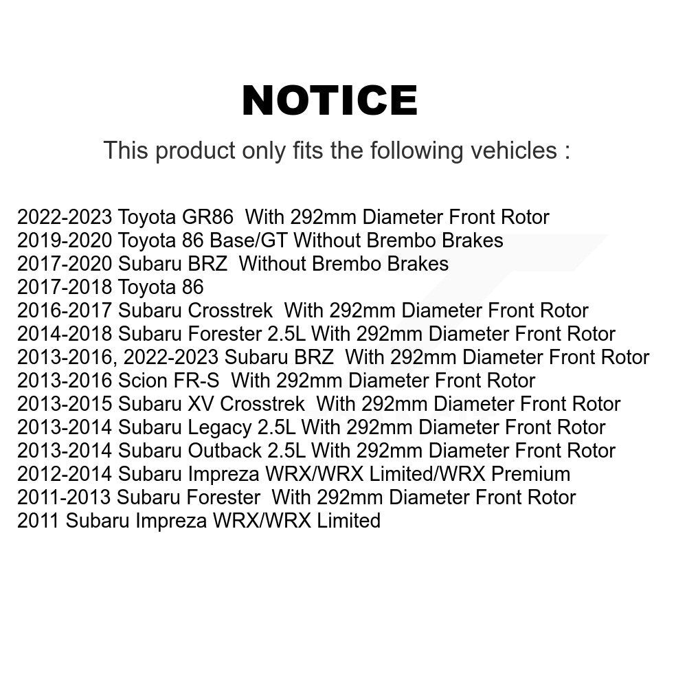 Kit de plaquettes semi-métalliques de Rotor de frein à fente avant percée pour Subaru Forester Imprez