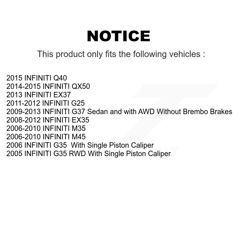Kit de plaquettes de frein semi-métalliques pour rotors de frein à fente avant et arrière pour INFINITI G37 EX3