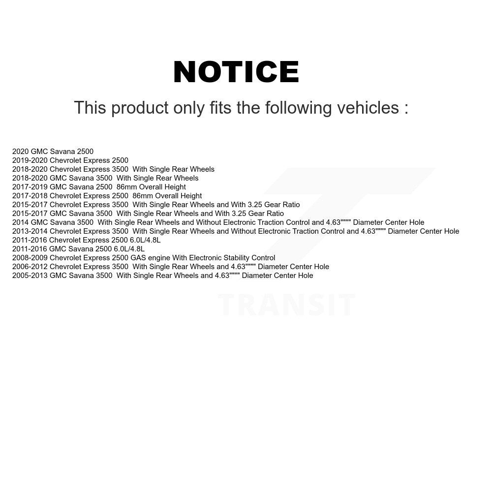 Rotors de frein à fente arrière, Kit de plaquettes semi-métalliques pour GMC Chevrolet Savana 350