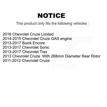 Kit de plaquettes semi-métalliques de Rotor de frein de fente de forage arrière pour Chevrolet Cruze Trax Buic