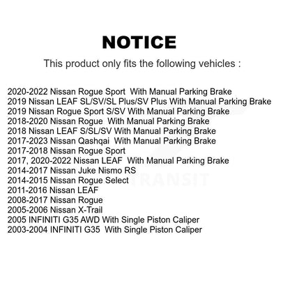 Kit de plaquettes semi-métalliques de Rotor de frein de fente de forage arrière pour Nissan Rogue Sport Qashqa