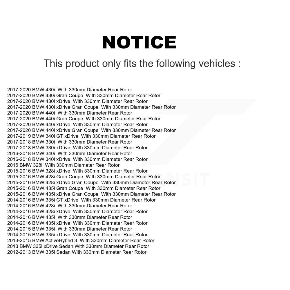 Rotors de frein à fente arrière, Kit de plaquettes semi-métalliques pour BMW 330i xDrive 328i 335