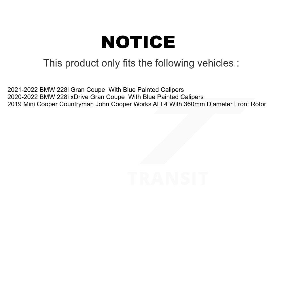 Kit de rotors de frein avant et arrière et plaquettes semi-métalliques (6 pièces) pour Mini Cooper Countryma