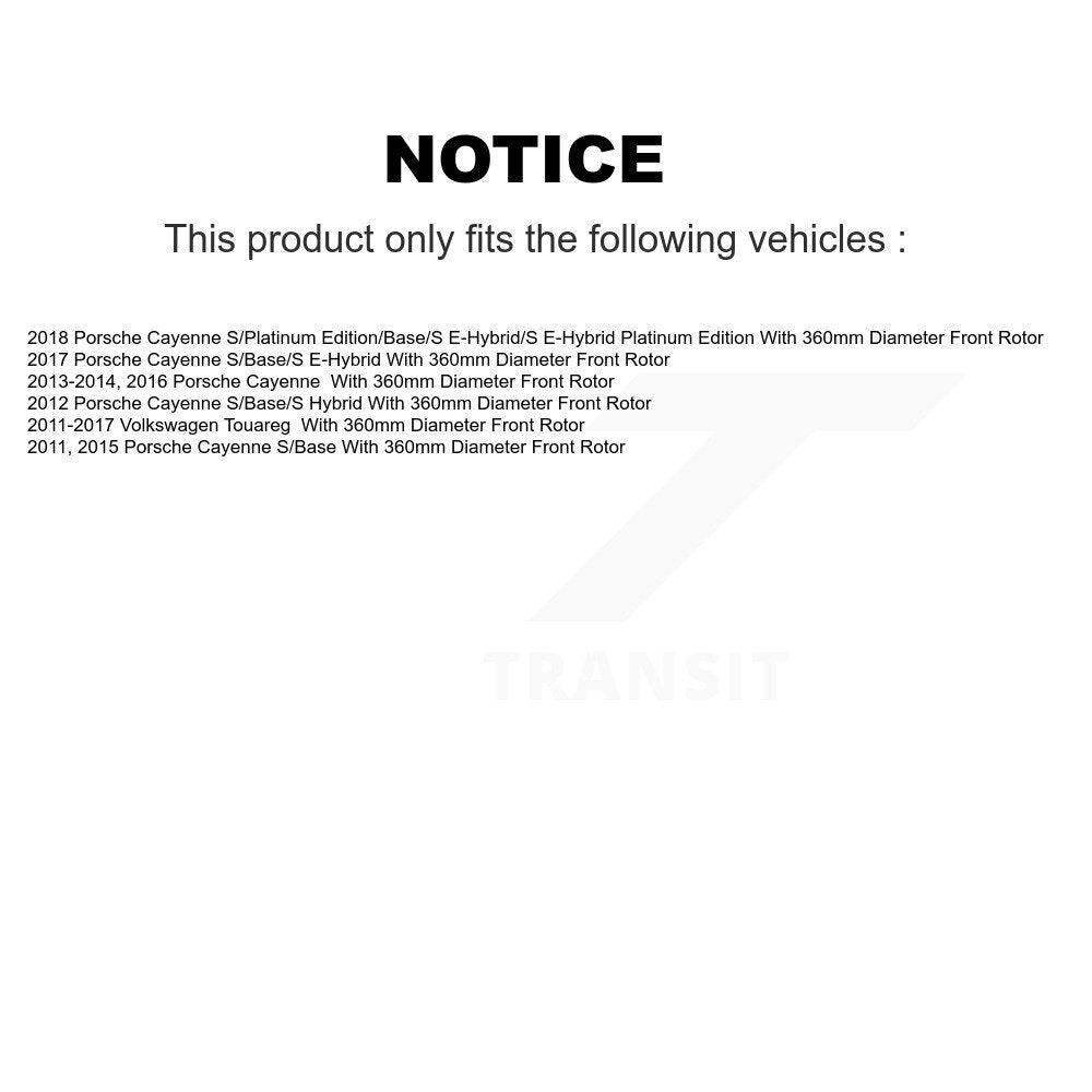 Kit de rotors de frein à disque avant et arrière et plaquettes semi-métalliques (6 pièces) pour Volkswagen Touare